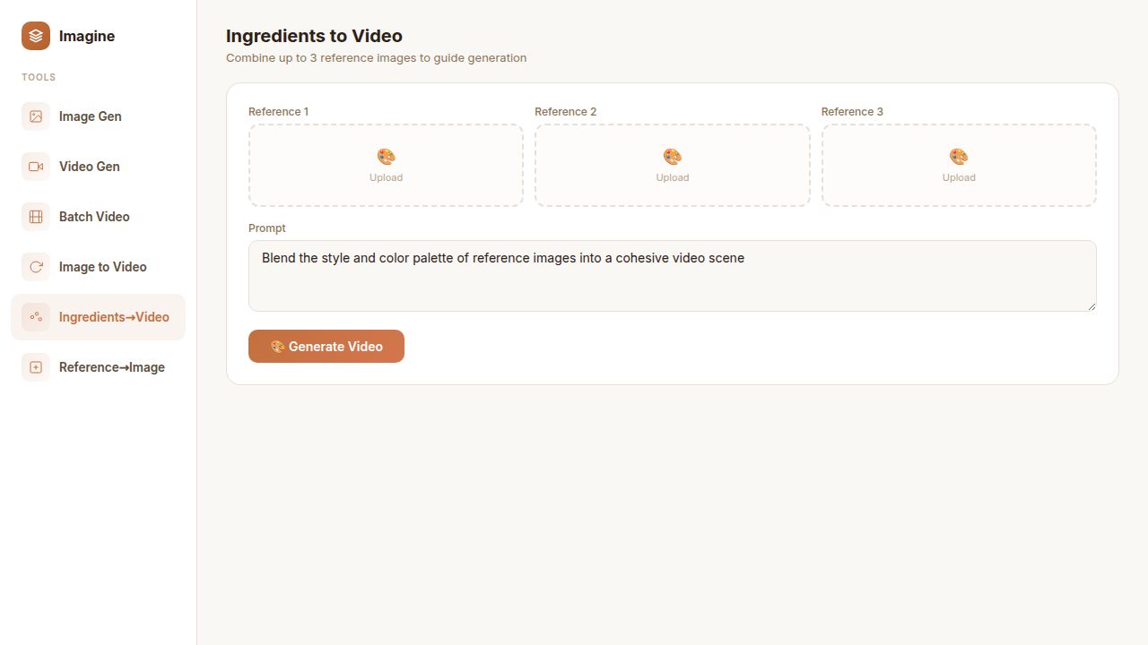 Ingredients to Video Dashboard